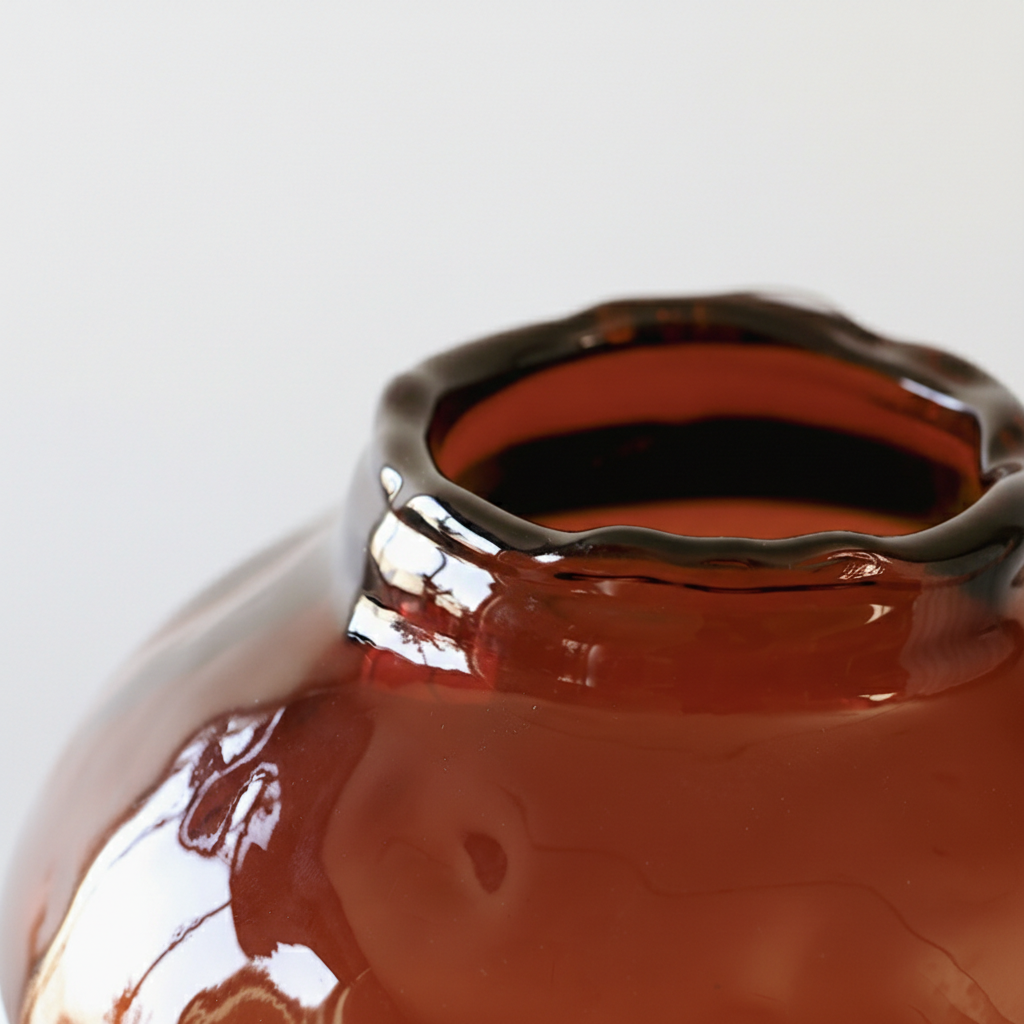 0 | Bestwest新中式浮雕花瓶玻璃高级感花瓶摆件插花桌面居家装饰品