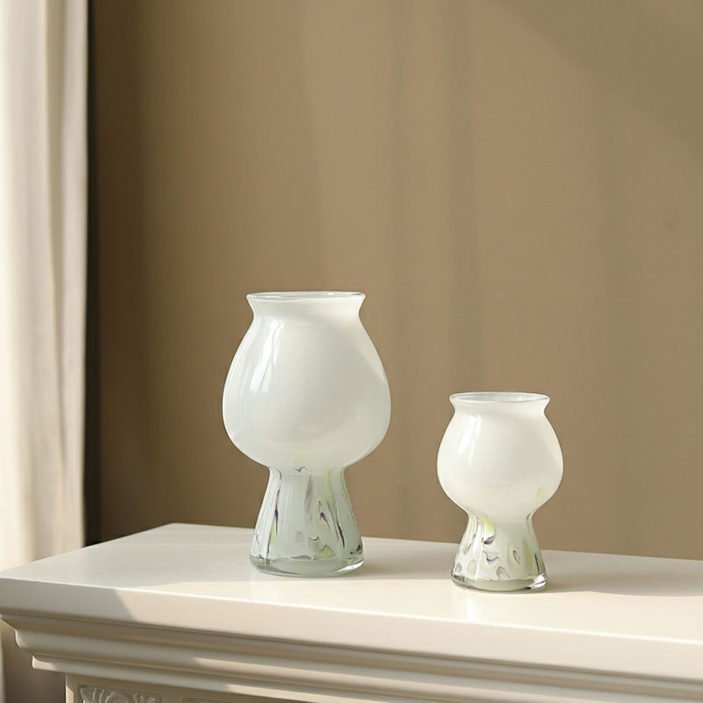 0 | 法式中古高脚玻璃花瓶摆件轻奢高级感客厅插花装饰花器样板间摆设