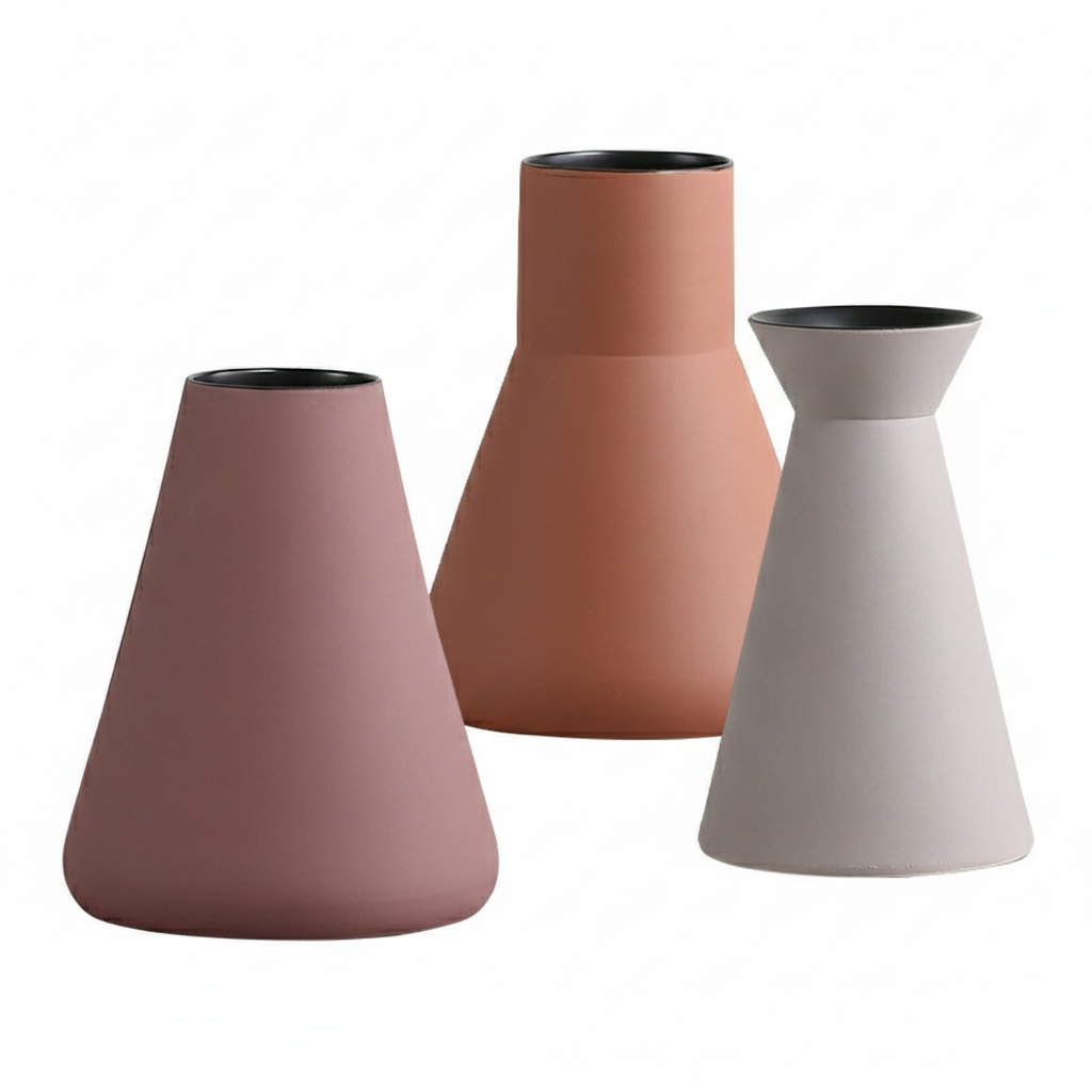 0 | 博西家居 莫兰迪锥形杯型陶瓷花瓶摆件 客厅餐桌样板房直筒插花器