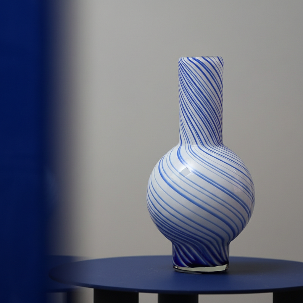 0 | Best west 蓝色条纹葫芦水培玻璃花瓶摆件家居软装样板间装饰花器