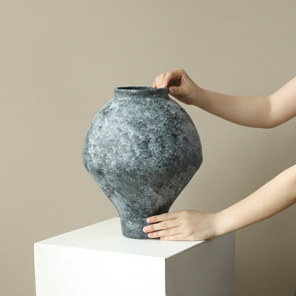 0 | 侘寂瓶景德镇陶瓷花器中式摆件插花陶罐复古小众花器粗陶落地瓷瓶