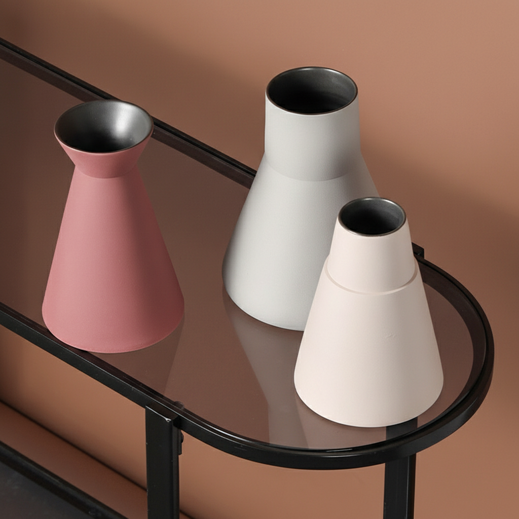 0 | 博西家居 莫兰迪锥形杯型陶瓷花瓶摆件 客厅餐桌样板房直筒插花器