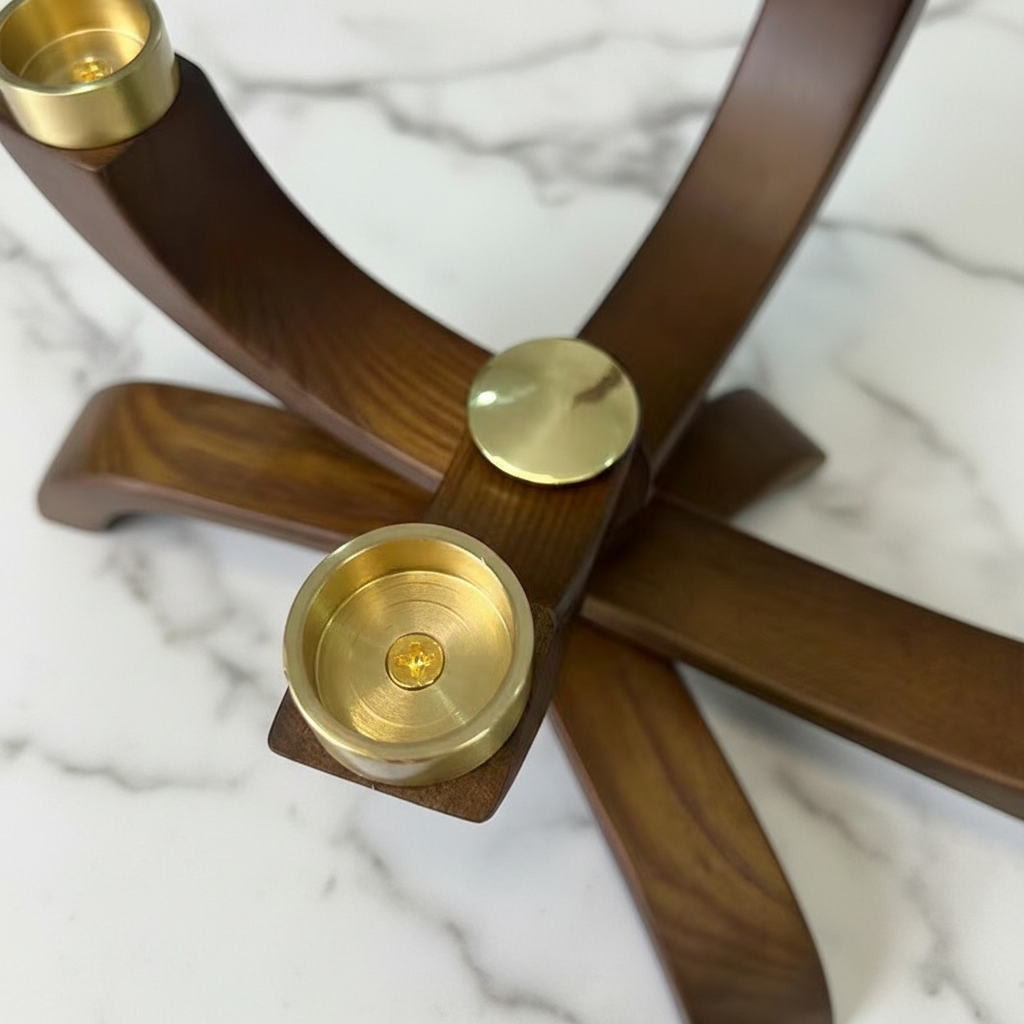 0 | 金属实木烛台蜡烛售楼处餐桌装饰摆件酒店会所民宿木艺木制现代风