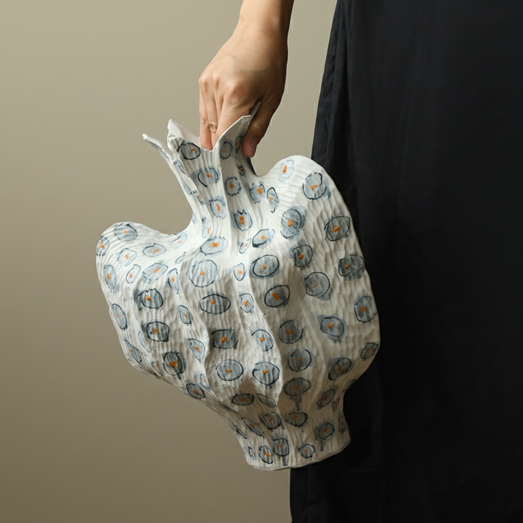 0 | 博西侘寂风花瓶景德镇陶瓷摆件复古设计感小众干花艺术花器大客厅