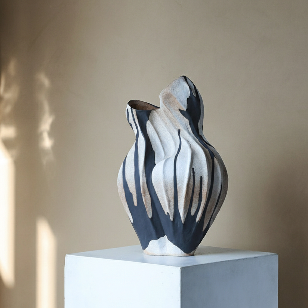 0 | 侘寂风花瓶景德镇陶瓷摆件艺术感花器客厅装饰设计感小众插花器皿