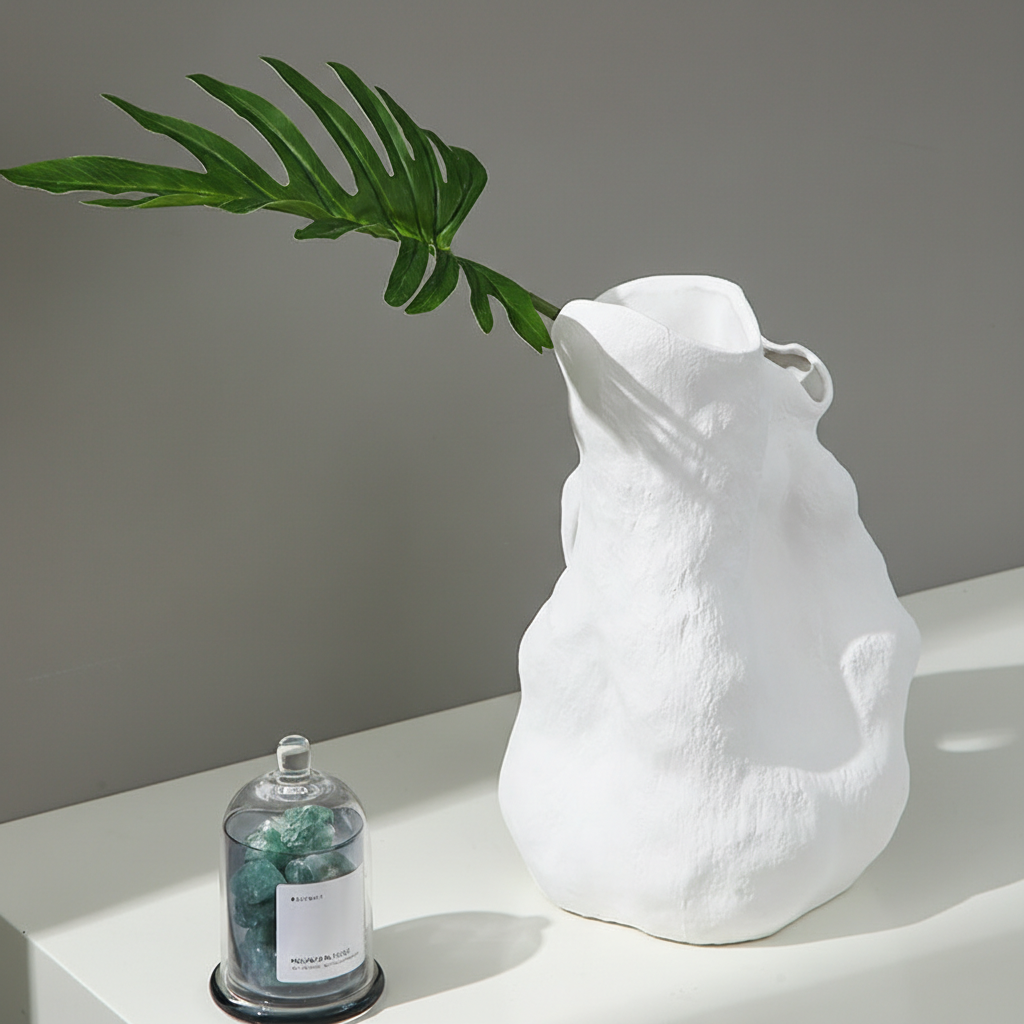0 | Best west 创意不规则白色抽象陶瓷花瓶摆件展厅展会装饰品花器