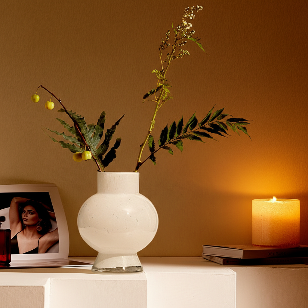 0 | Best west 简约月光白中古水培玻璃花瓶软装饰品高级感花器摆件