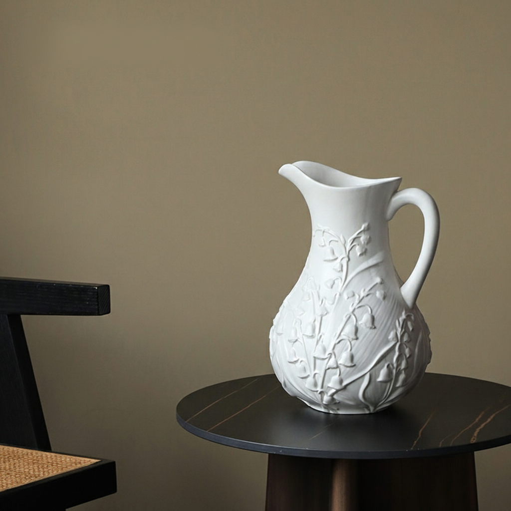 0 | 哑光浮雕铃兰陶瓷花瓶客厅复古艺术装饰花器餐桌插花摆件高级感