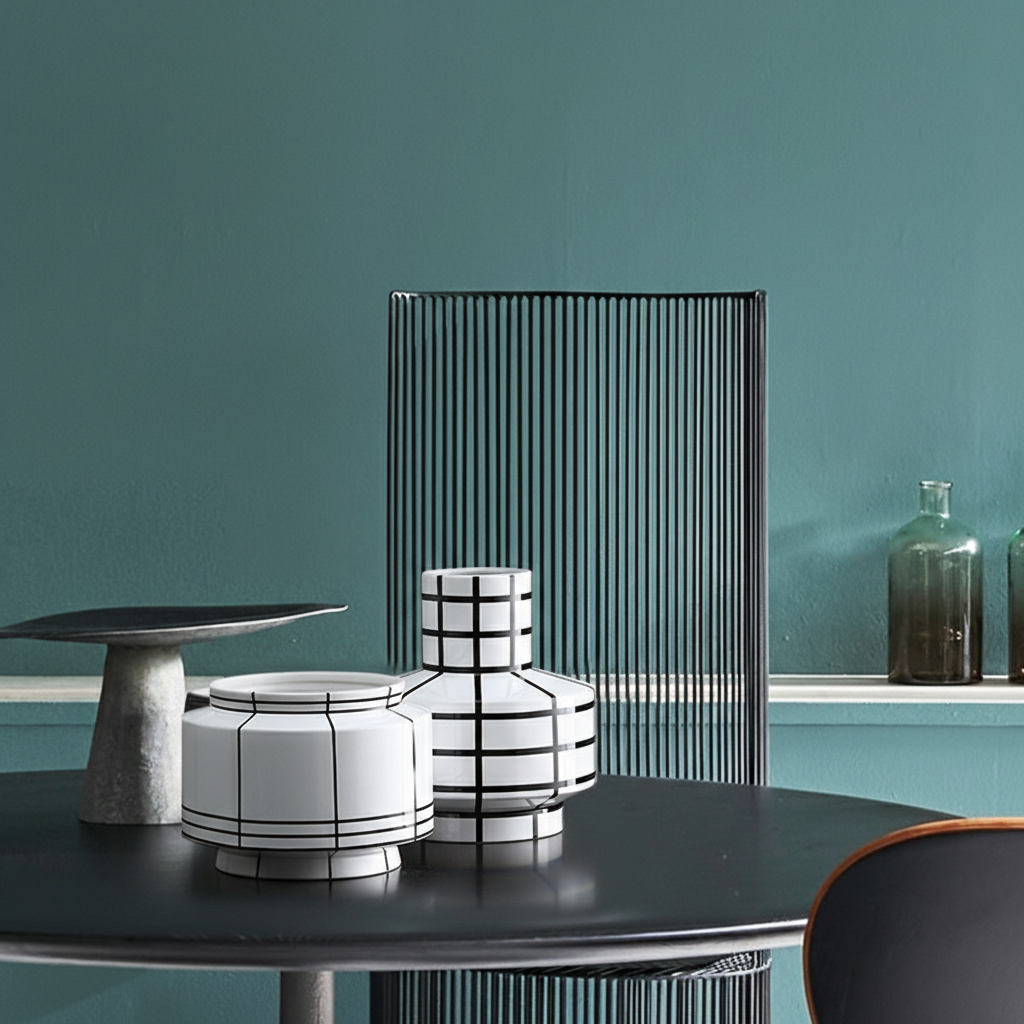 0 | Best west 北欧简约几何线条高档陶瓷花瓶花盆轻奢家居样板间软装