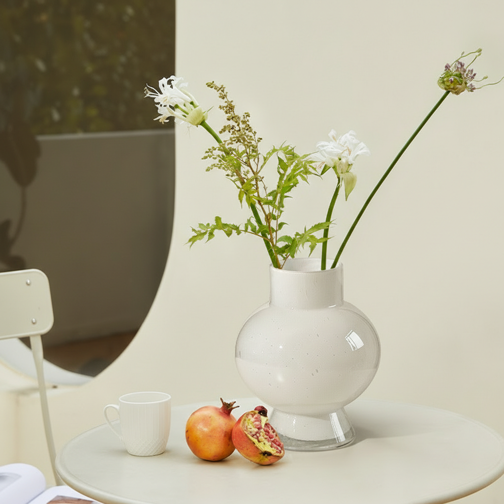 0 | Best west 简约月光白中古水培玻璃花瓶软装饰品高级感花器摆件