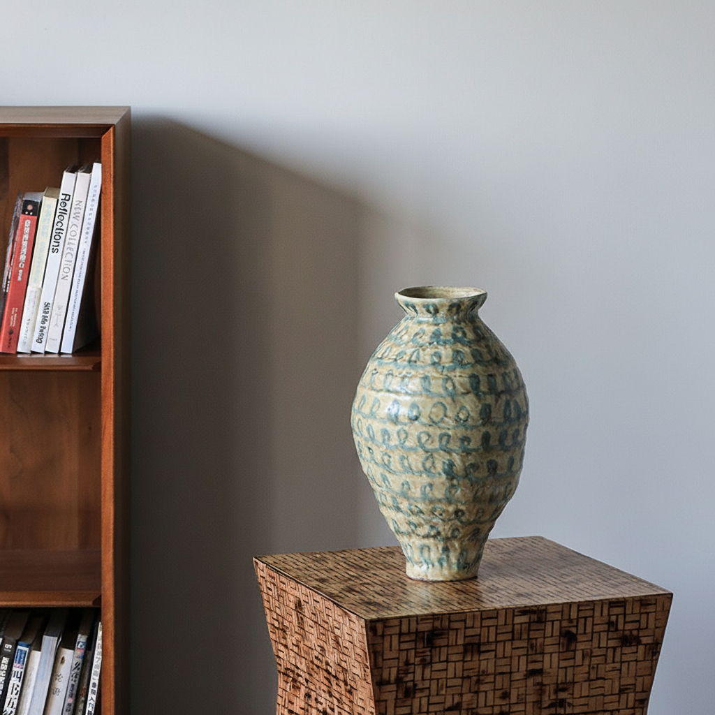 0 | 新中式花瓶景德镇陶瓷创意艺术感线条客厅花器玄关电视柜装饰摆件