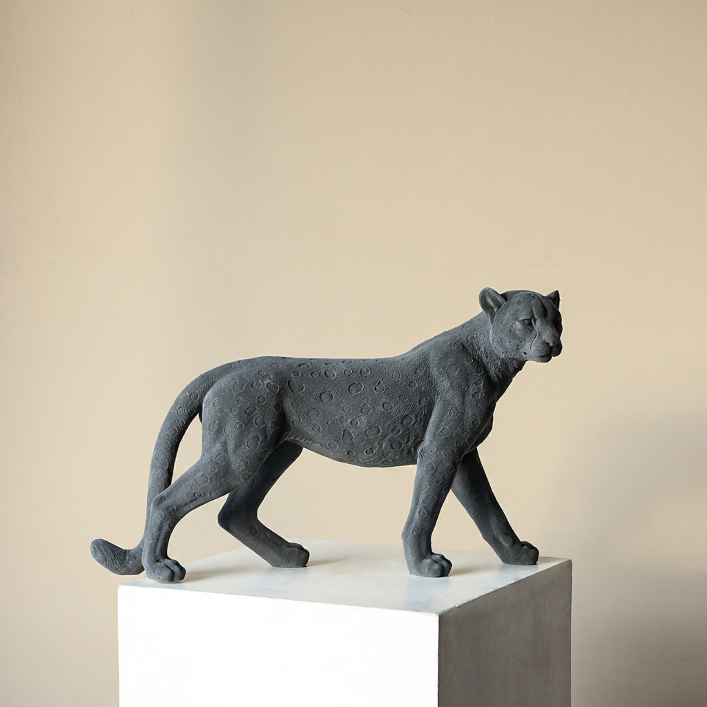 0 | 轻奢灰豹子摆件客厅玄关酒柜装饰高级感小众艺术家居乔迁开业礼物