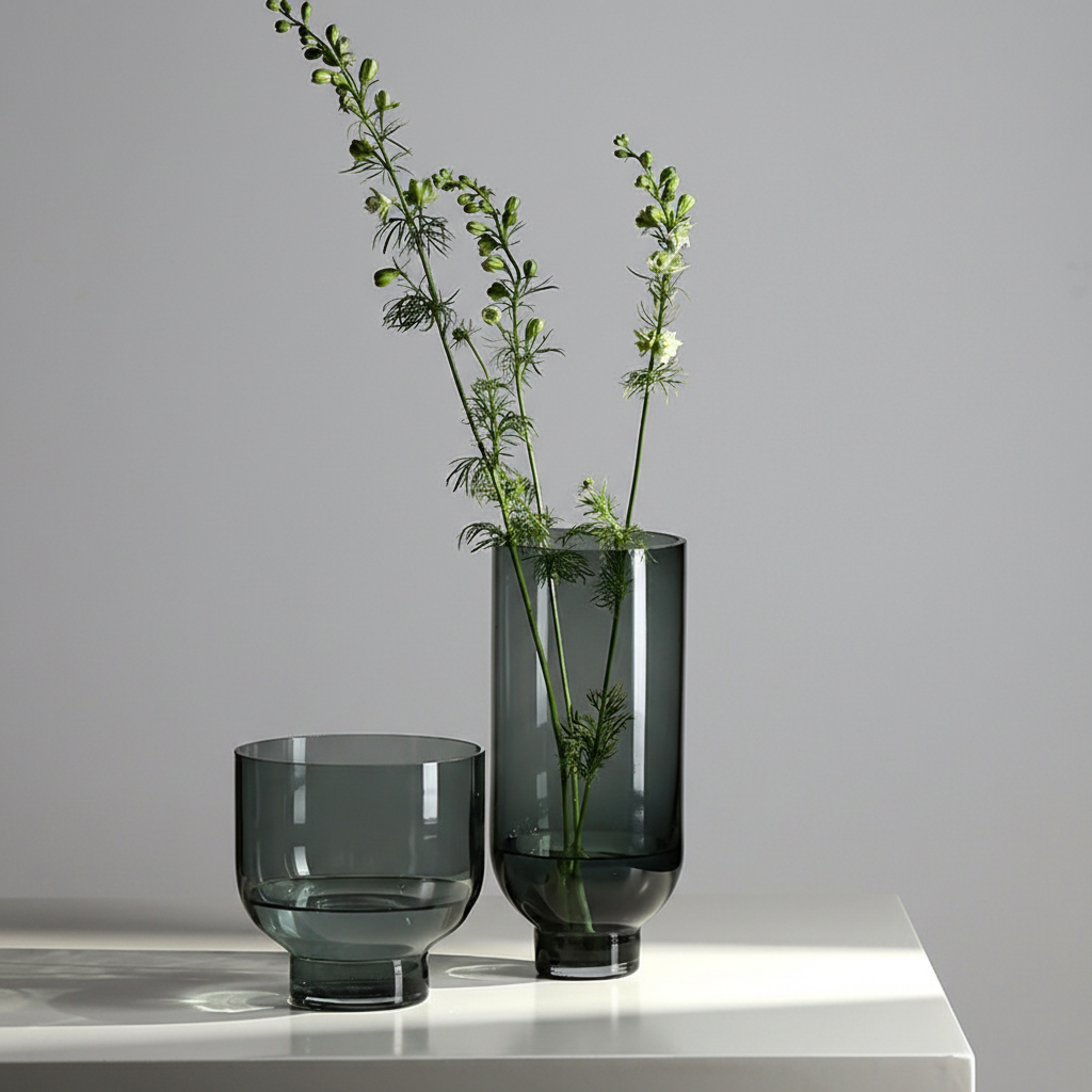 0 | Best west 简约透明直筒高脚玻璃花瓶摆件 ins风家居软装饰品花器