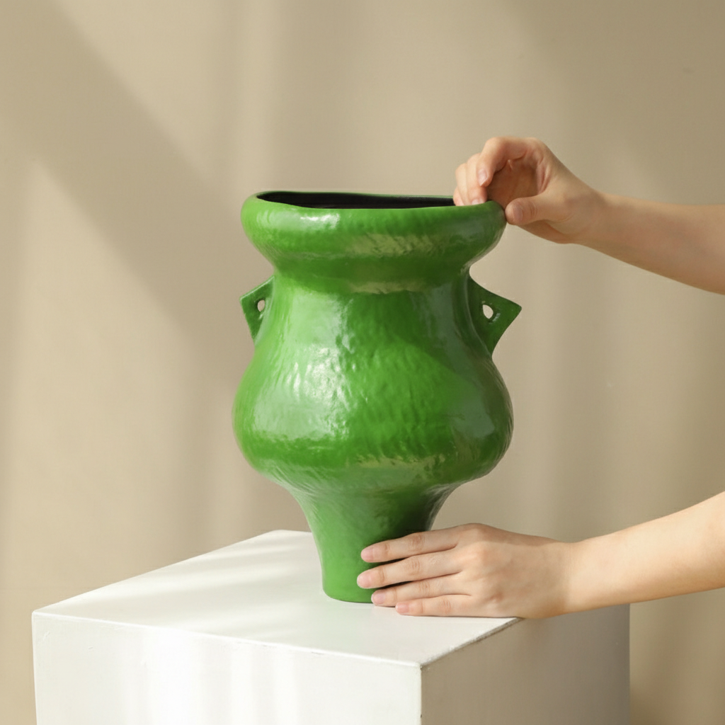 0 | 大丹陶瓷正品花瓶新中式摆件客厅装饰插花艺术花器侘寂风高端瓷器