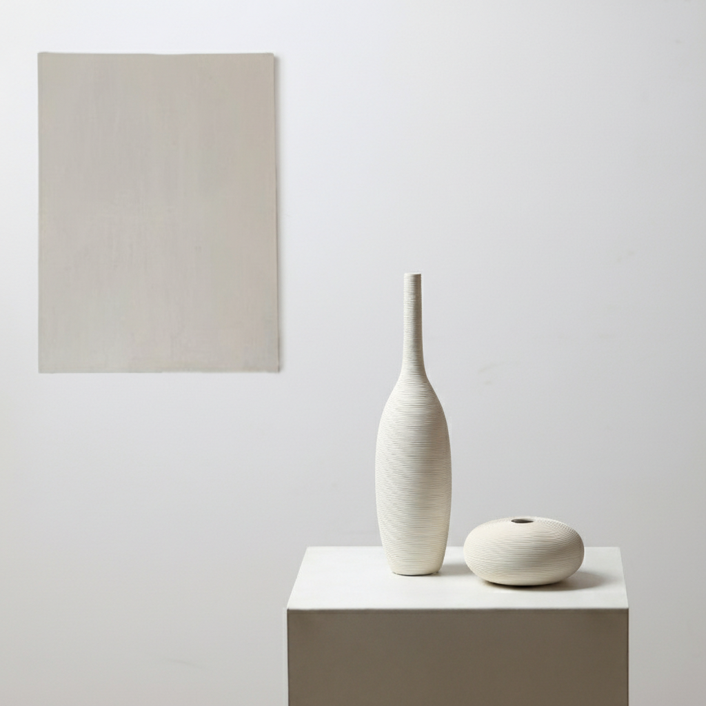 0 | Best west 素烧陶瓷花瓶高级感摆件白色餐桌插花瓶现代简约花器