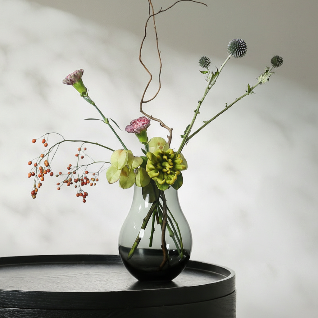 0 | Best west 马醉木高档青灰色葫芦形玻璃花瓶摆件家居装饰品花器