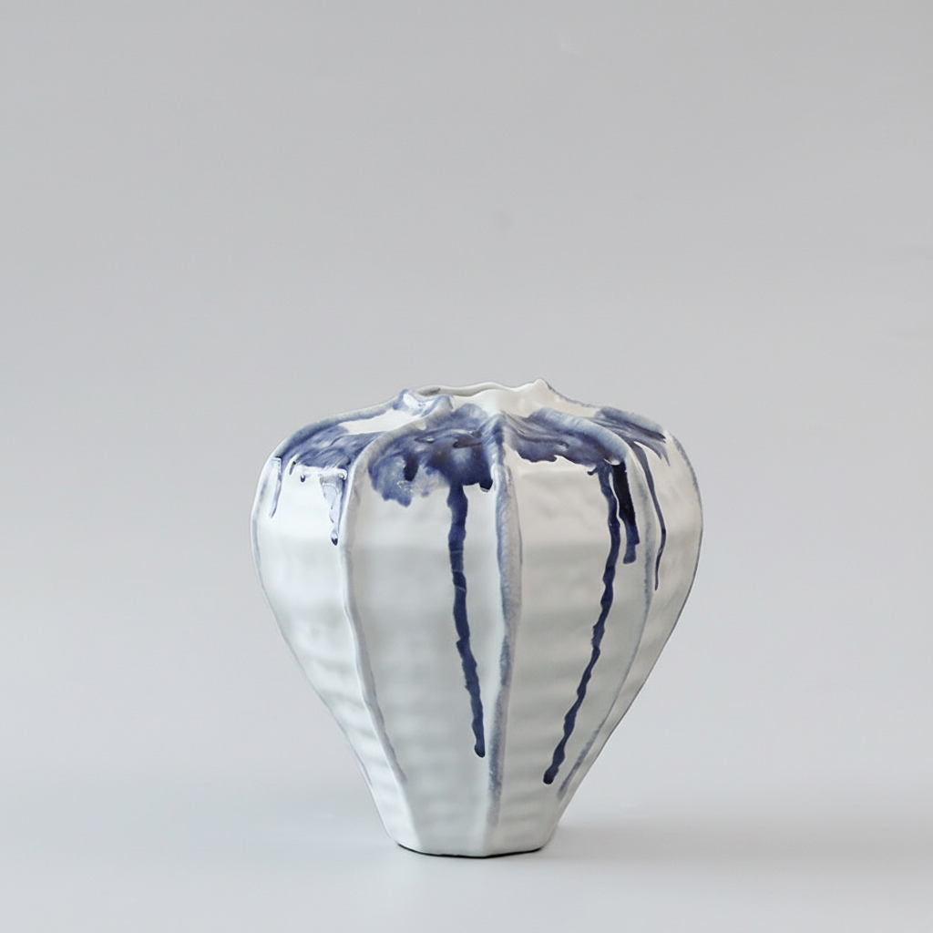 5824023258773 | Size:蓝色泼墨花器矮 YQ24-35