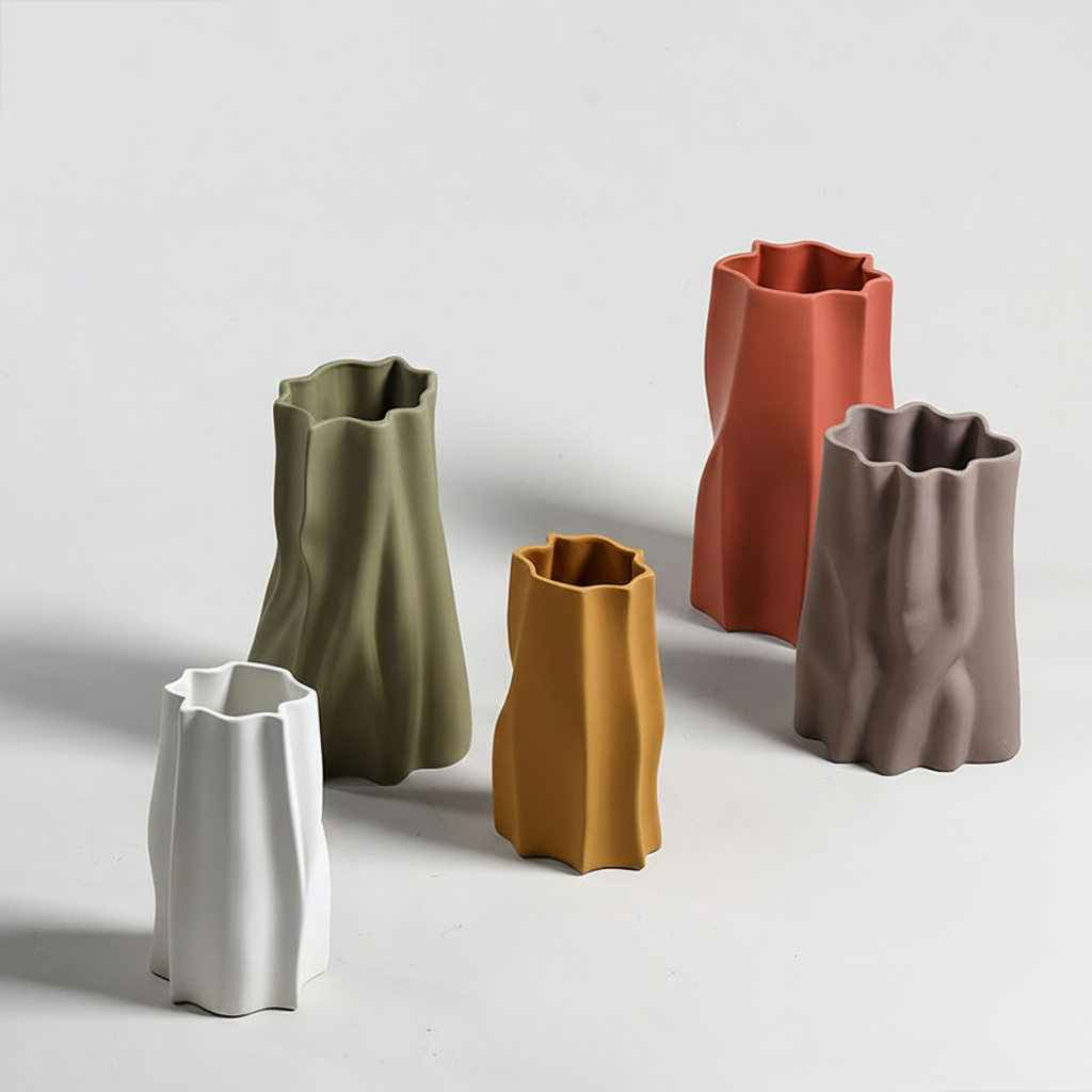 0 | Best west 莫兰迪不规则陶瓷花瓶花盆 样板间装饰工艺品花器摆件