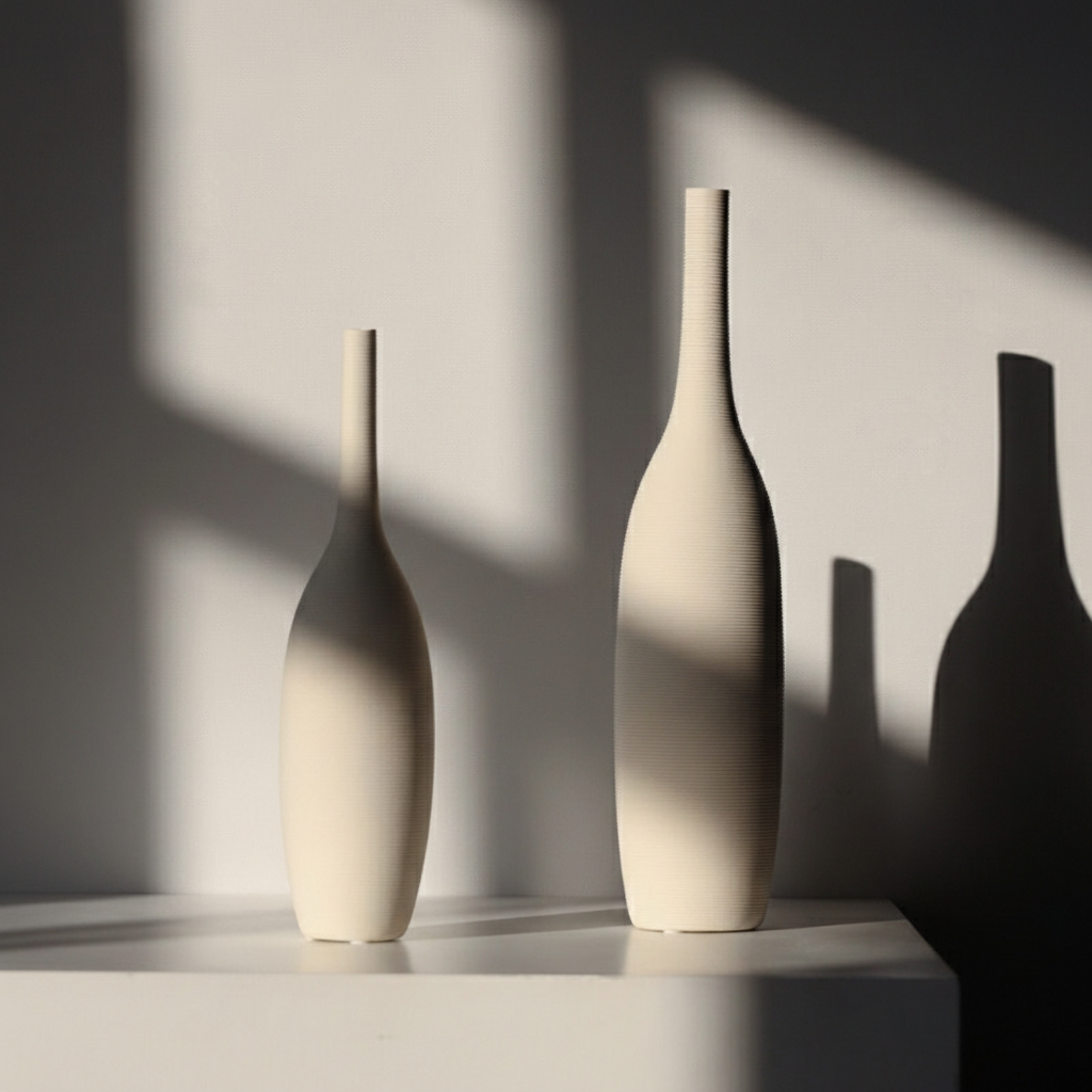 0 | Best west 素烧陶瓷花瓶高级感摆件白色餐桌插花瓶现代简约花器