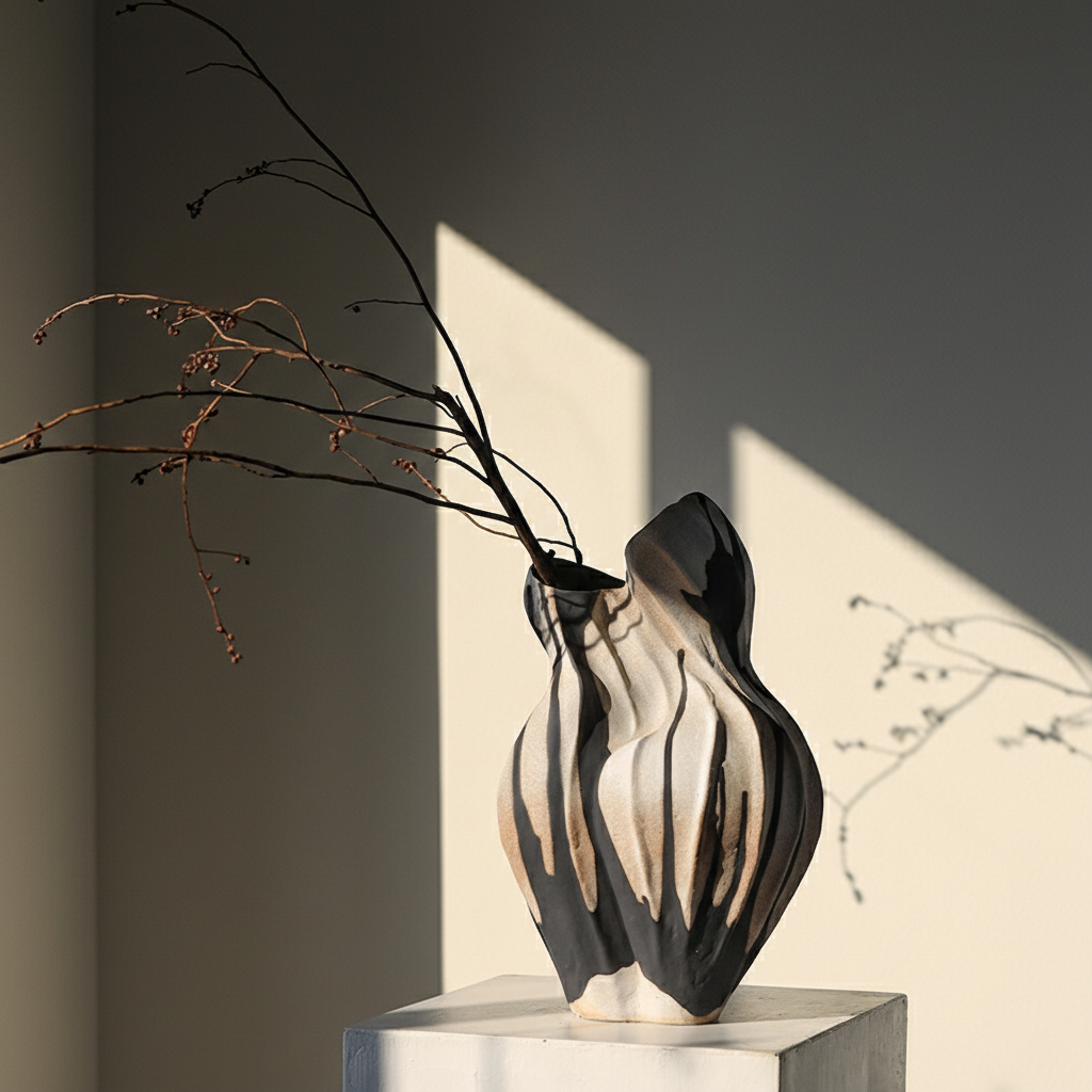 0 | 侘寂风花瓶景德镇陶瓷摆件艺术感花器客厅装饰设计感小众插花器皿