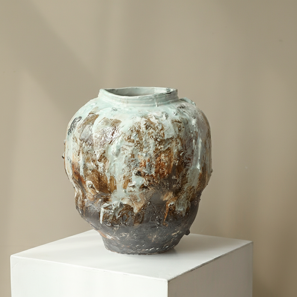 0 | bestwest花瓶景德镇陶瓷花器摆件侘寂风大厅大号落地插花瓶复古