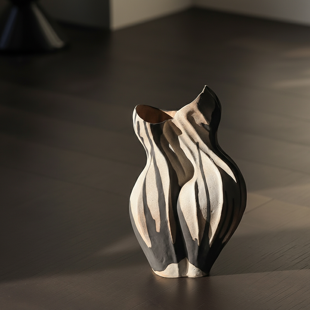 0 | 侘寂风花瓶景德镇陶瓷摆件艺术感花器客厅装饰设计感小众插花器皿