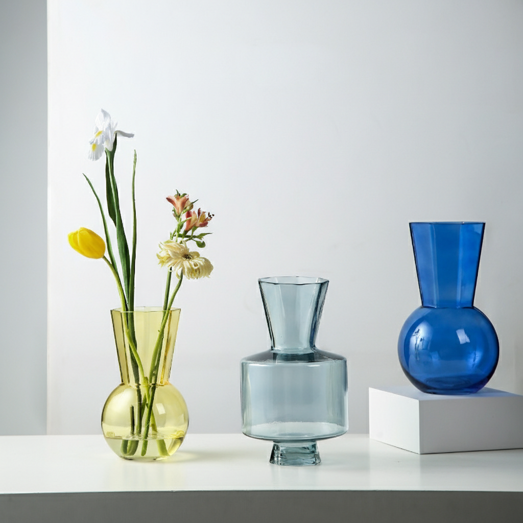 0 | Best west 彩色大肚透明水培玻璃花瓶创意ins家居客厅装饰插花器