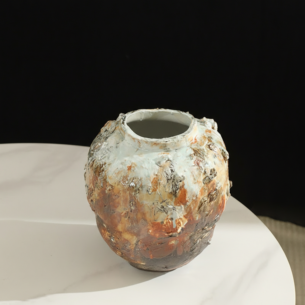 0 | bestwest花瓶景德镇陶瓷花器摆件侘寂风大厅大号落地插花瓶复古