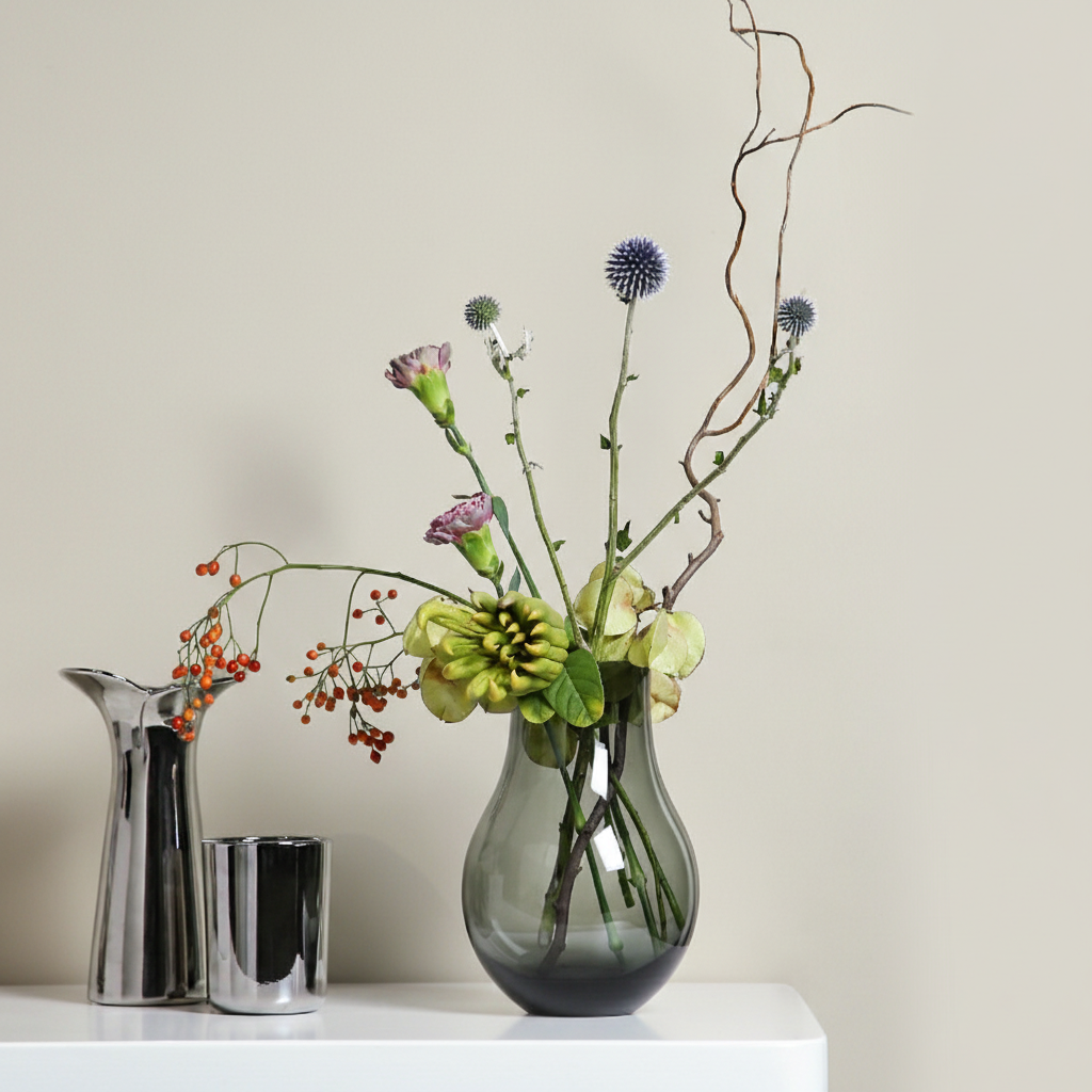 0 | Best west 马醉木高档青灰色葫芦形玻璃花瓶摆件家居装饰品花器