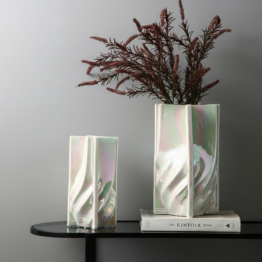 0 | Best west 北欧不规则镭射陶瓷大花瓶摆件家居样板间装饰品花器