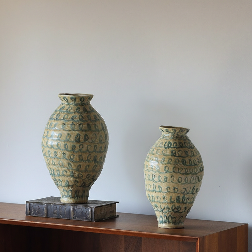 0 | 新中式花瓶景德镇陶瓷创意艺术感线条客厅花器玄关电视柜装饰摆件