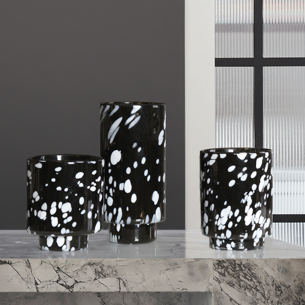 0 | Best west 黑白水墨直筒柱状水培玻璃花瓶样板间花器软装饰品花器