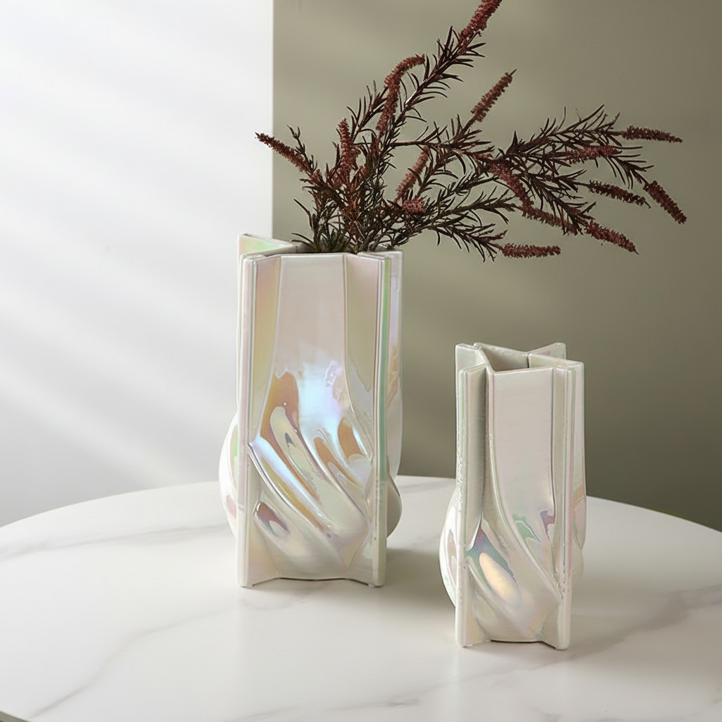 0 | Best west 北欧不规则镭射陶瓷大花瓶摆件家居样板间装饰品花器