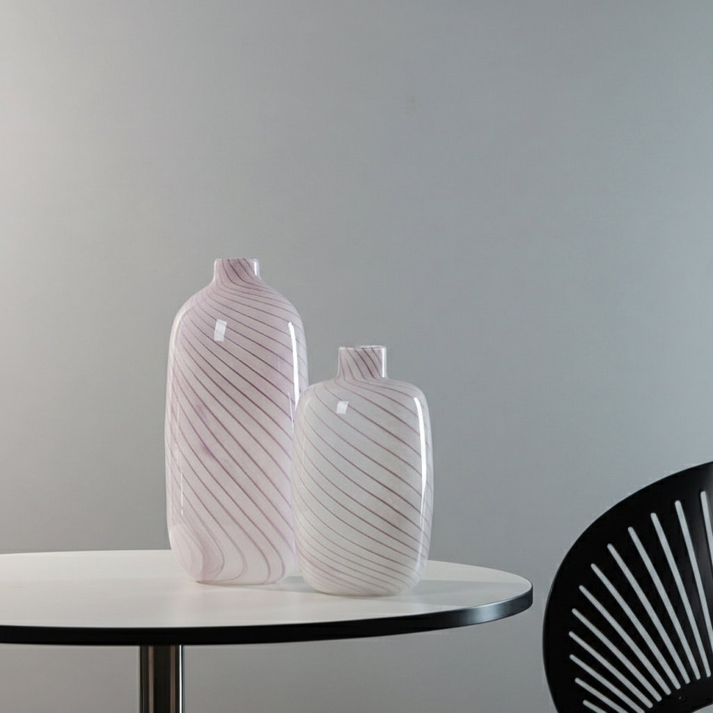 0 | Best west 粉色小口条纹葫芦水培玻璃花瓶摆件家居软装装饰品花器
