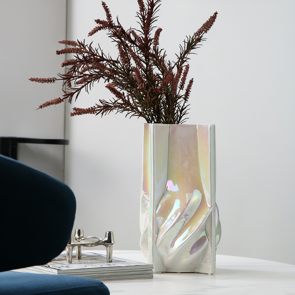 0 | Best west 北欧不规则镭射陶瓷大花瓶摆件家居样板间装饰品花器