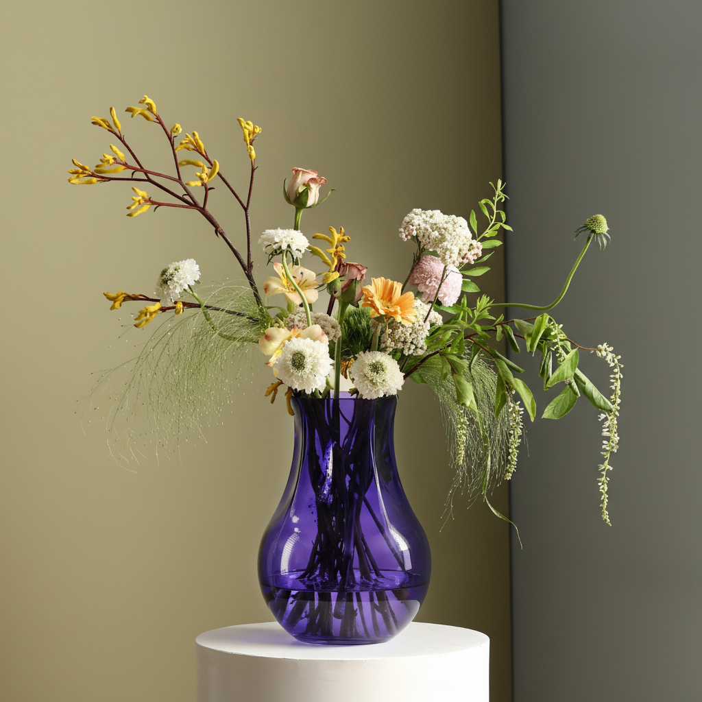 0 | Best west 紫色大肚水培玻璃花瓶 创意ins家居客厅软装饰品花器