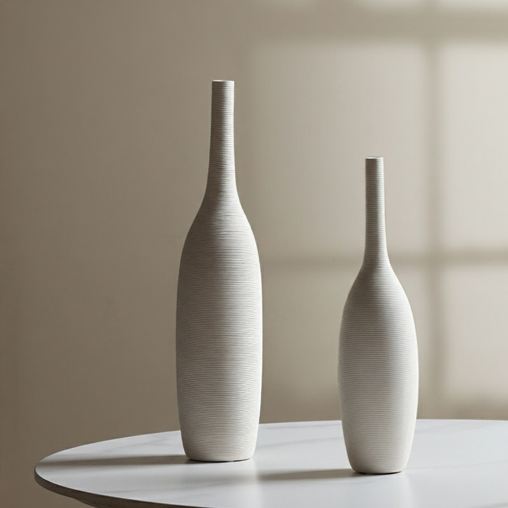 0 | Best west 素烧陶瓷花瓶高级感摆件白色餐桌插花瓶现代简约花器