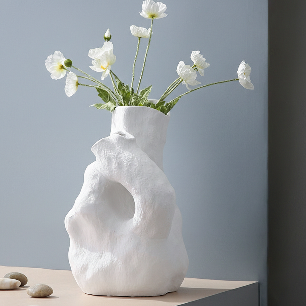 0 | Best west 创意不规则白色抽象陶瓷花瓶摆件展厅展会装饰品花器