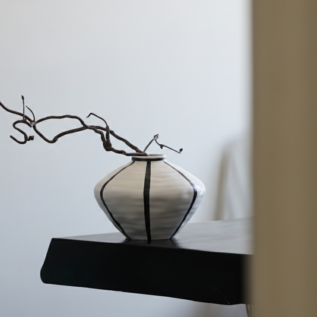 0 | bestwest新中式轻奢高级感手工陶瓷花瓶样板房酒店客厅装饰插花