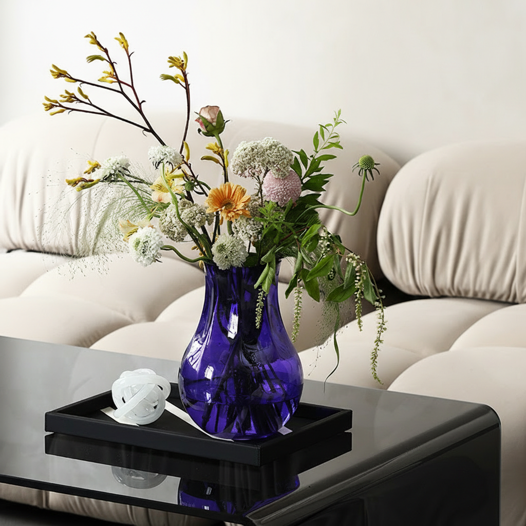 0 | Best west 紫色大肚水培玻璃花瓶 创意ins家居客厅软装饰品花器