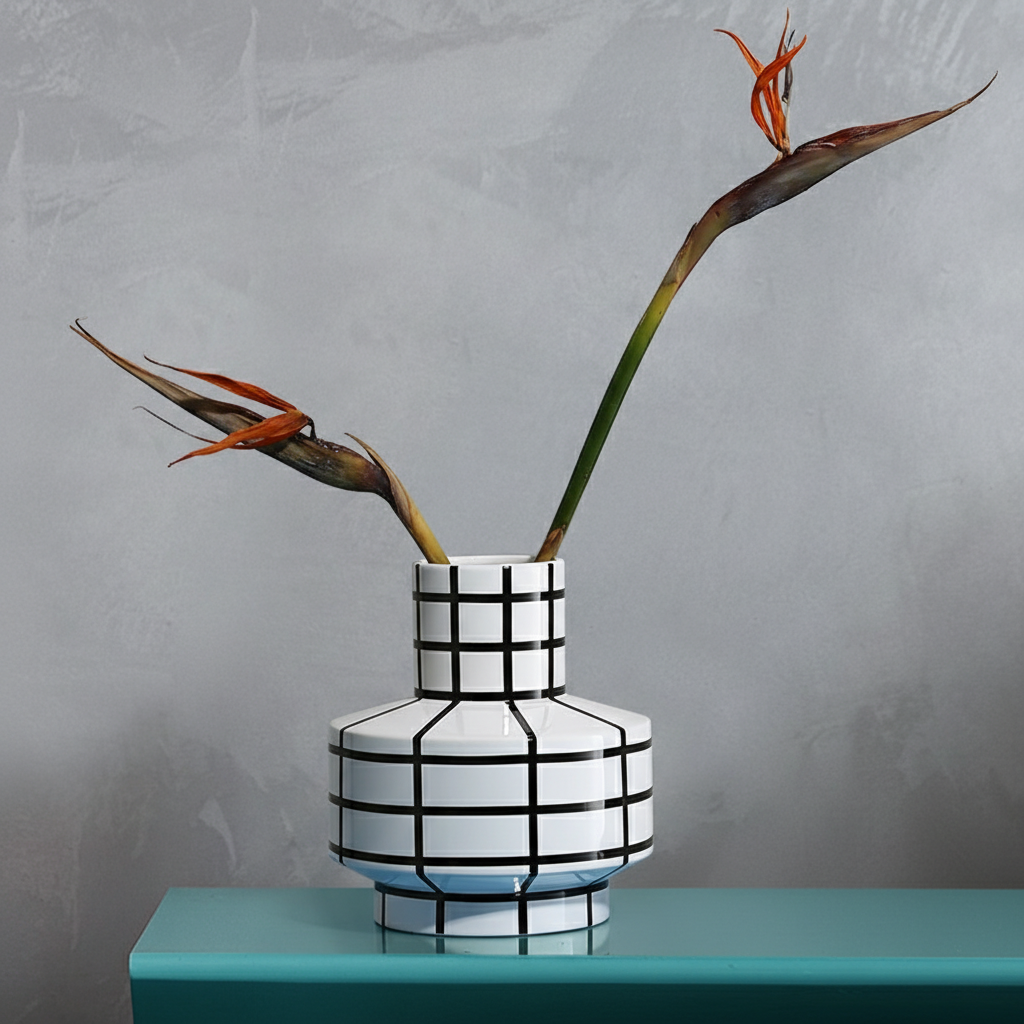 0 | Best west 北欧简约几何线条高档陶瓷花瓶花盆轻奢家居样板间软装