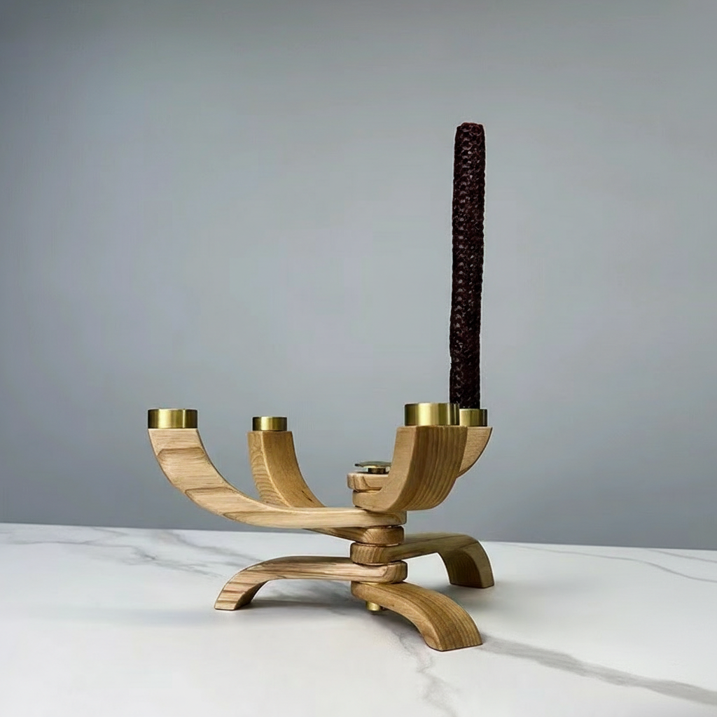 0 | 金属实木烛台蜡烛售楼处餐桌装饰摆件酒店会所民宿木艺木制现代风