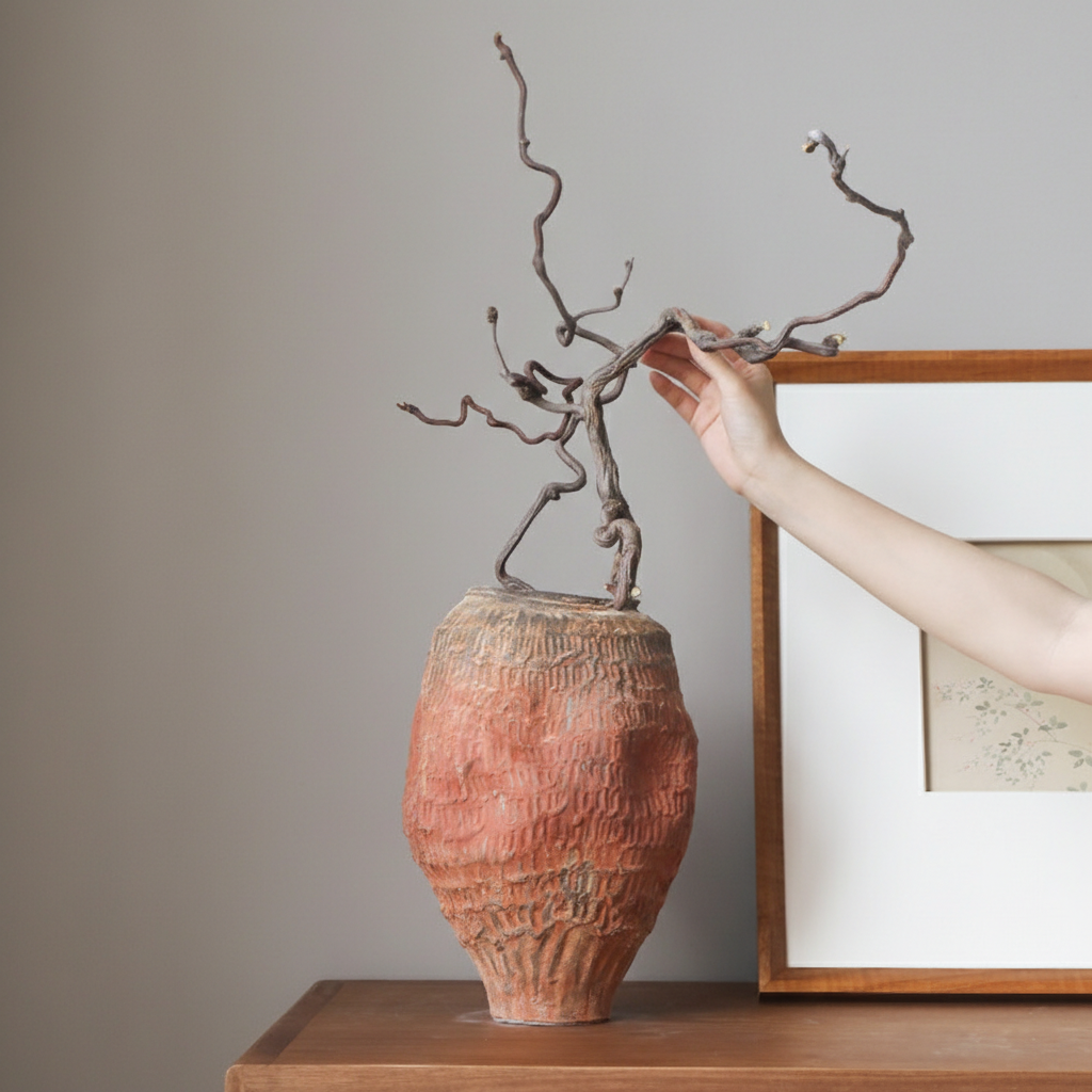 0 | 新品侘寂中古风陶瓷花瓶民宿样板间装饰复古陶罐客厅大口插花器摆