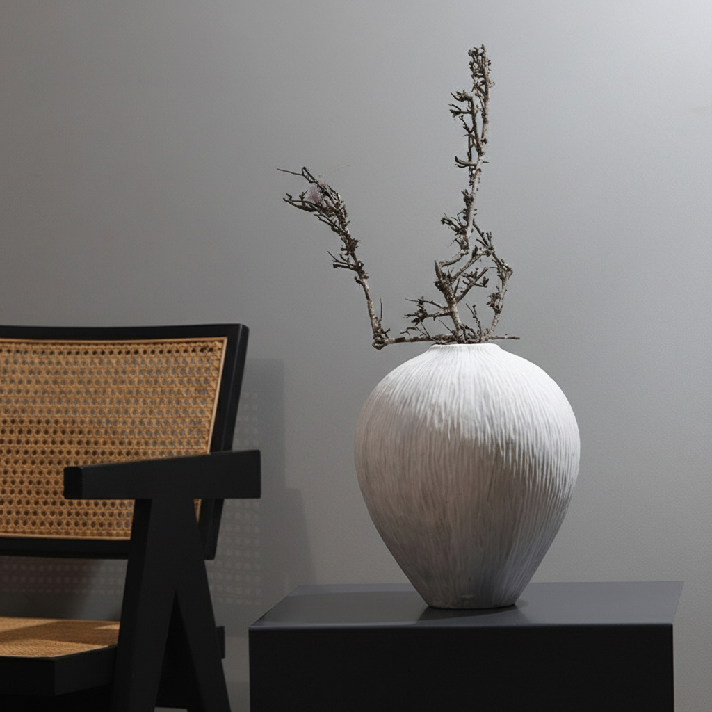 0 | Best west 白色陶瓷大肚哈密瓜花瓶陶罐家居客厅高级感新中式软装