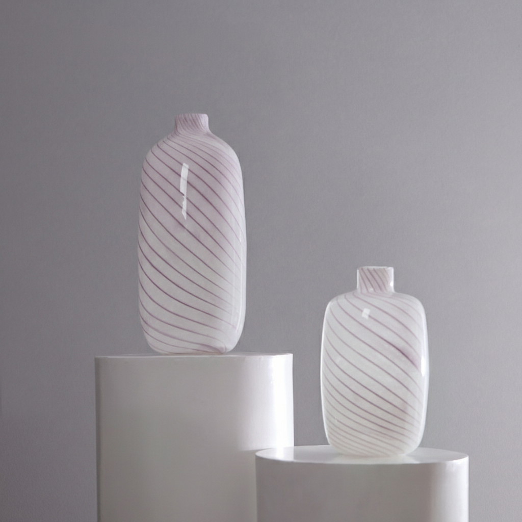 0 | Best west 粉色小口条纹葫芦水培玻璃花瓶摆件家居软装装饰品花器