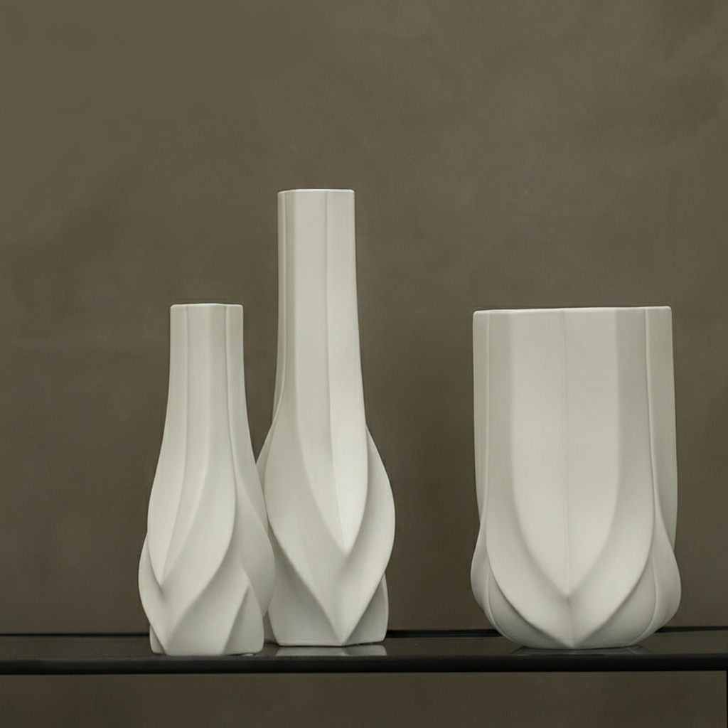 0 | Best west 简约白色不规则几何陶瓷大花瓶 ins家居客厅花器装饰品