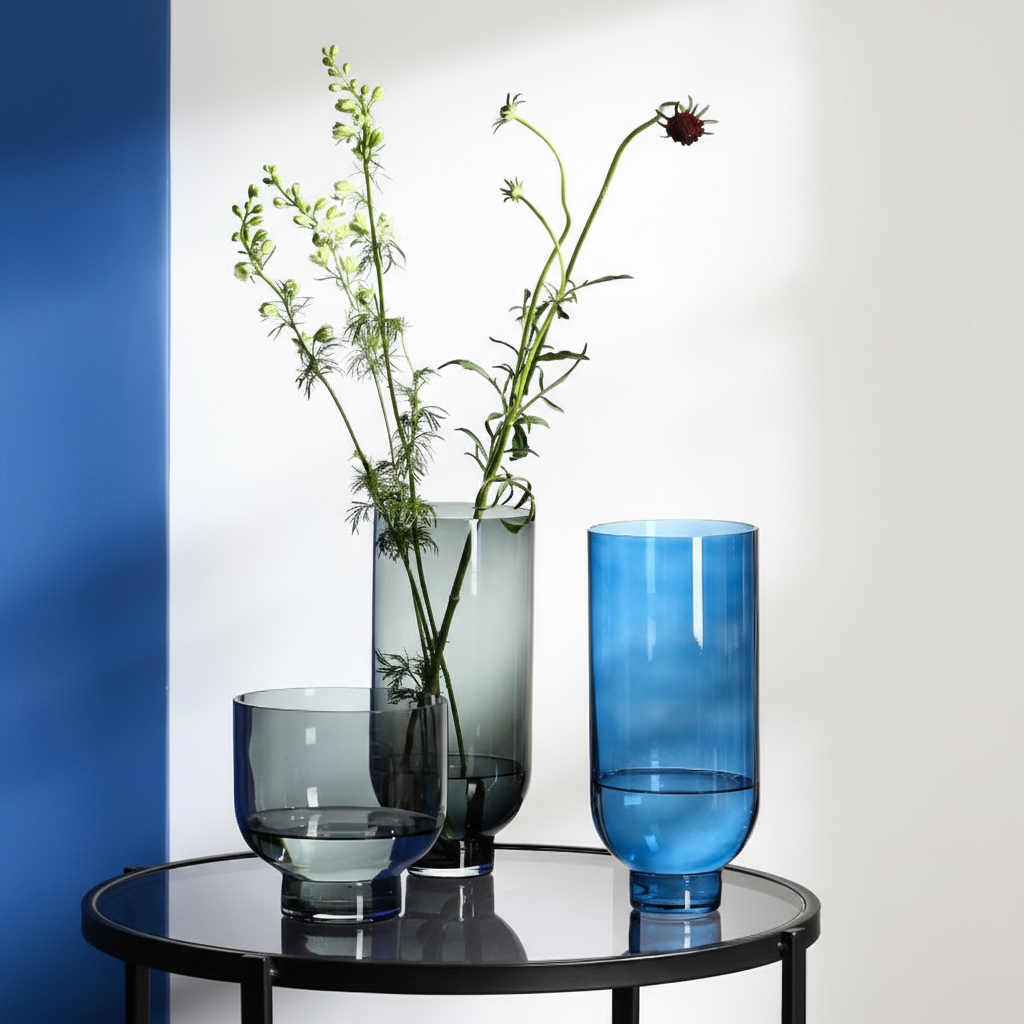 0 | Best west 简约透明直筒高脚玻璃花瓶摆件 ins风家居软装饰品花器