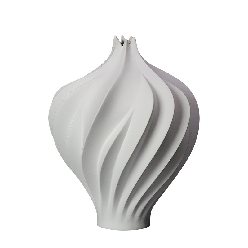 0 | Best west 白色火炬螺旋抽象陶瓷花瓶摆件新中式家居客厅花器陶罐