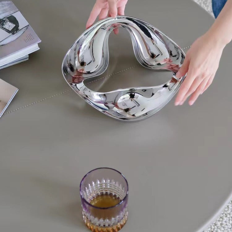 0 | KOMFORTECH不锈钢银蛋系列“水纹”坚果盘零食盘餐桌摆件商务送礼