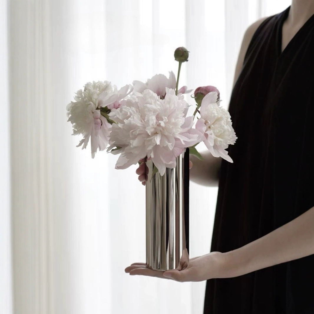 0 | KO北欧风插花瓶不锈钢花器鲜花瓶干花诧寂风客厅餐桌摆件乔迁礼物